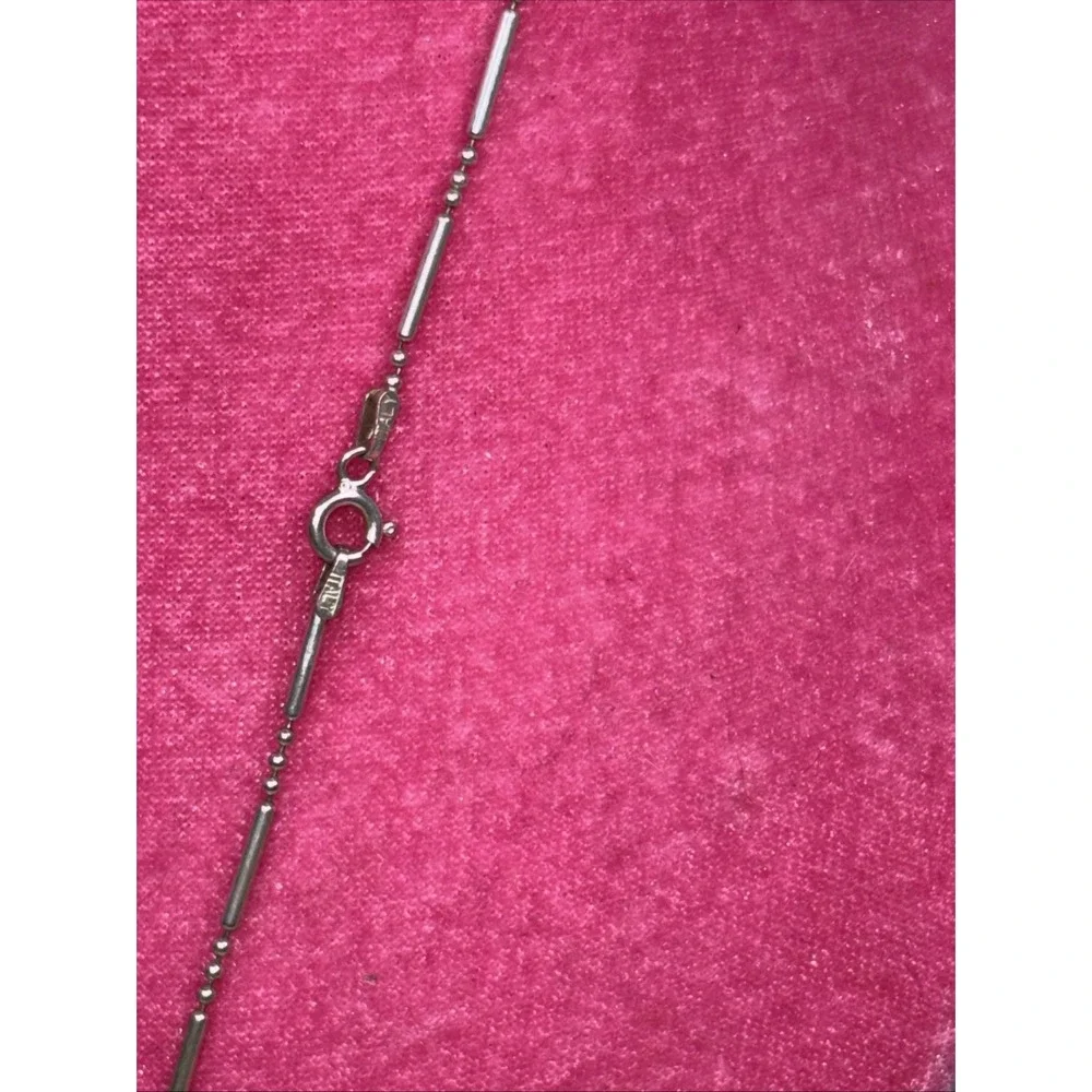 Italy 925 Sterling Silver Bead And Bar Chain Necklace 30